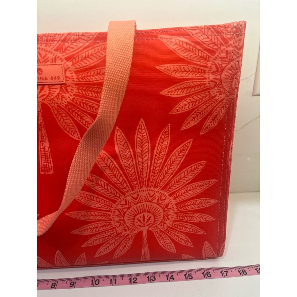 NWOT Spartina 449 Coral Floral Tote with Pale Pink Handles - Picture 7 of 8